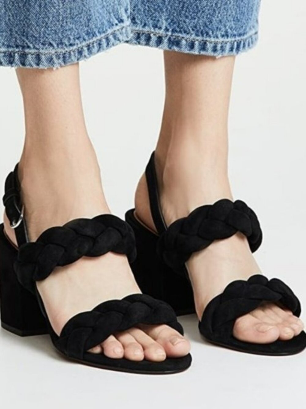 Brand New Rebecca Minkoff Candance Suede Block Heel Sandals in Black, Size 9